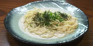 Pollack Roe Cream Pasta and Pork Cutlet Sandwich of Torigoe, Taito Ward, Tokyo