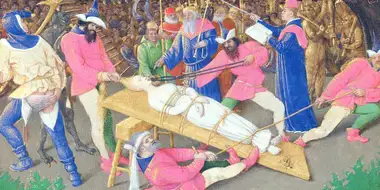 The Martyrdom of Saint Appolonia (1461) by Jean Fouquet