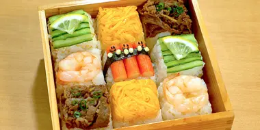 Teri-tama Sandwich Bento & Mosaic Sushi Bento