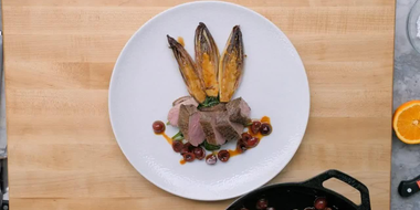 Crispy Duck with Red Endive and Spinach