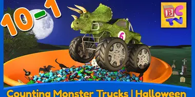 Counting Monster Trucks - Halloween - Learn to Count Backwards from 10-1 for Kids