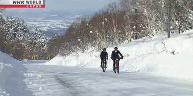 Snow Cycling Up Mt. Tokachi