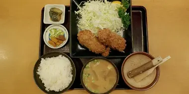 Hirekatsu Meal and Seafood Cream Croquettes of Miyamaedaira, Kawasaki City, Kanagawa Prefecture