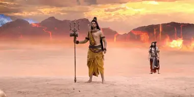 Mahadev and Lord Krishna engage in battle