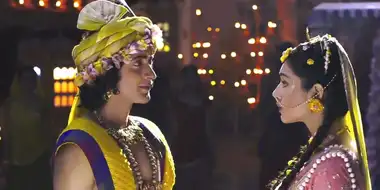 Krishna Grabs Radha's Attention