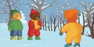 Little Brown Bear makes some snowballs