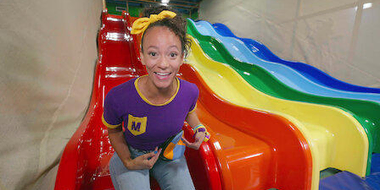 Meekah Slides Down Rainbow Slides at Billy Beez