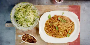 Lamb Lollipops and Prawn Linguini