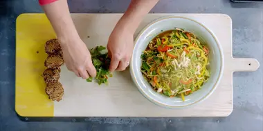 Fettuccine and Black Bean Beef Burgers